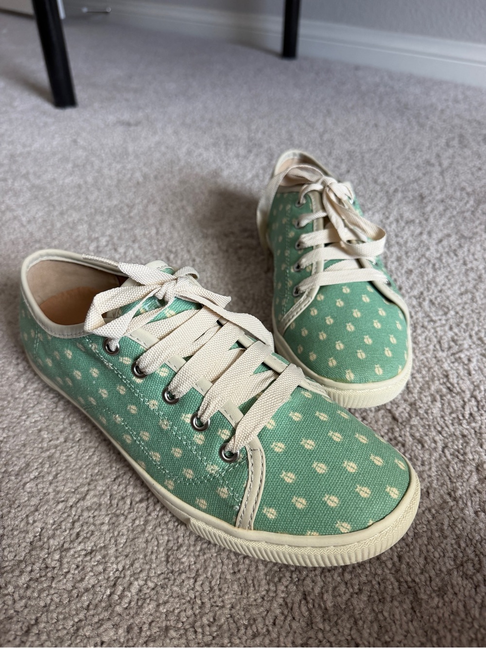 Fossil Mint Green Polka Dot Canvas Sneakers